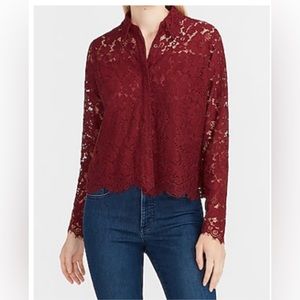 Sheer Lace Button-Up Shirt